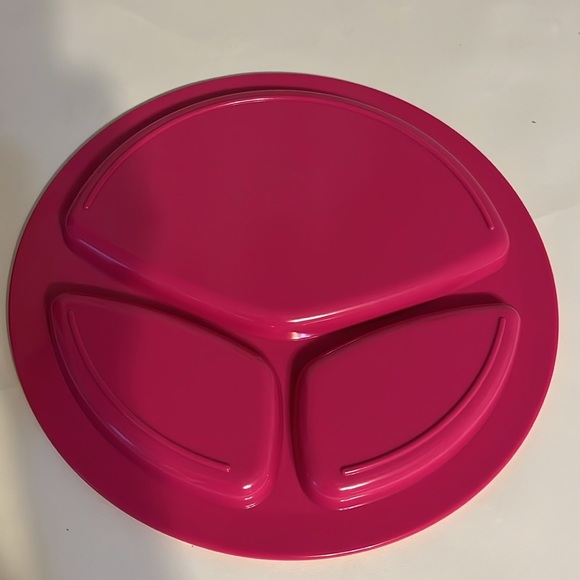 Orange and fuccia Divided Plate microwave safe 11.20”D set of 4 - Picture 2 of 2